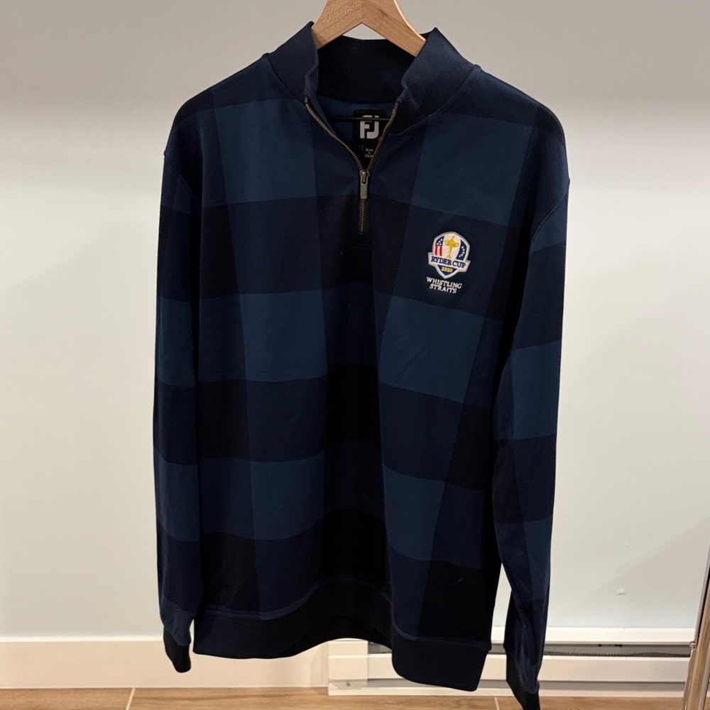 Men's 2020 Ryder Cup Whistling Straits Footjoy Navy Blue Checkered Sweater
